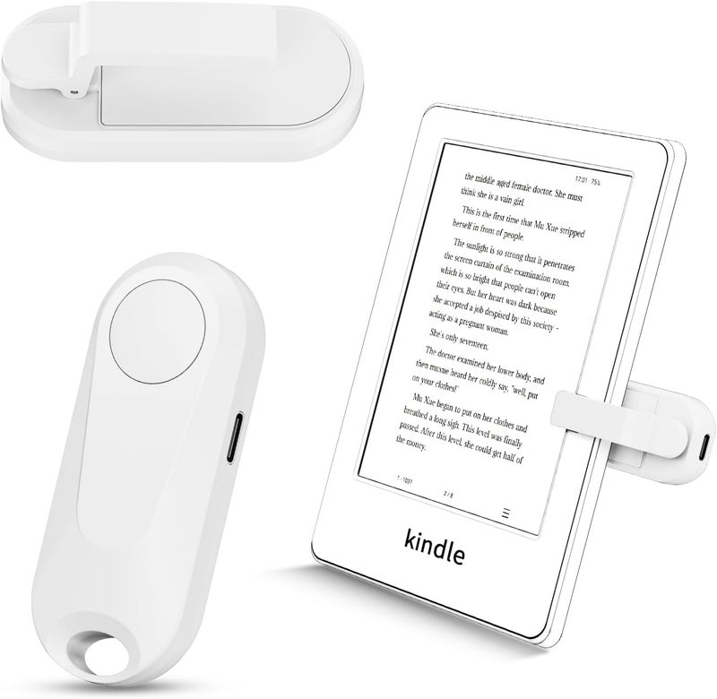 Sycelu RF Remote Control Page Turner for Kindle Paperwhite Oasis eReaders Kobo,Camera Video Recording Remote Triggers, Page Turner for ipad Tablets Reading Novels Comics (White) - Image 1